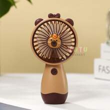 Mini portátil y adorable, con carga USB, este ventilador de escritorio con soporte es ideal para viajar. Ofrece tres niveles de velocidad del viento. Perfecto para actividades al aire libre en verano. La base del ventilador es desmontable (marrón/caqui). - Caqui - Ver 1