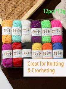 12pcs Acrylic Yarn Assortment Set, Colorful Yarn For Sweater, Scarf, DIY Knitting & Crochet, Suitable For Hats, Scarves, Coats