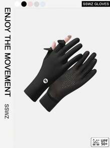 1 Pair Of Women's Ice Silk Sunscreen Gloves Girls Summer UV Sunscreen Wear Ice Clamshell Non-Slip Touch Screen Color Matching Fashion Gloves Suitable For Cycling And Driving Outdoor Leisure - Multicolor - View 2