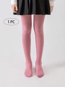 1件装女童/婴幼儿/儿童纯粉色条纹打底裤，公主风踩脚裤，长裤，适合舞蹈、日常穿着、上学等各种场合，四季皆宜 - 粉色 - 查看 7