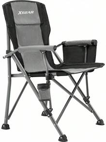 Portable Camping Chairs For Adults With Padded Hard Armrest, Sturdy Folding Camping Chair With Cup Holder, Storage Pockets Carry Bag Included, Support To 300 Lbs - 灰色 - 查看 8