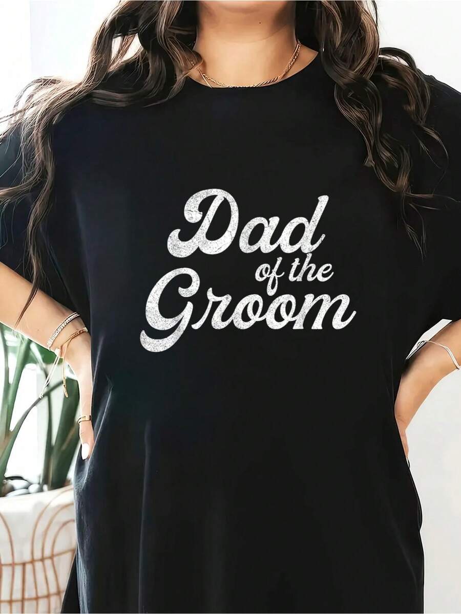 Dad Of The Groom Shirts For Men, Funny Bachelor Party Father T-Shirt Short Sleeve Round Neck Casual Top For Summer & Spring, Women's Clothing