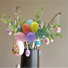 Palillos artificiales para huevos de Pascua, palitos pastel para huevos de Pascua, ramas con hojas verdes para el hogar. - Verde claro - Ver 5