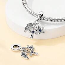 1pc S925 Silver Romantic Minimalist Clover, Palm Tree, Airplane, Lifebuoy, Insect, Cross Faith Pendant Necklace In Gift Box, Versatile For Women, Gift For Party, Jewelry - Silver - View 14