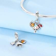 1pc S925 Silver Romantic Minimalist Clover, Palm Tree, Airplane, Lifebuoy, Insect, Cross Faith Pendant Necklace In Gift Box, Versatile For Women, Gift For Party, Jewelry - Silver - View 23