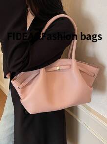 1 件女士大容量手提包，复古压花 PU 皮革，可拆卸肩带，勃艮第红色女士时尚手提包，适合购物、通勤、日常使用 - 粉色 - 查看 6