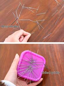 1 件多色方形磁性针垫，缝纫针收纳盒，用于钩针、回形针、缝纫针、钉子、螺丝的整理和查找