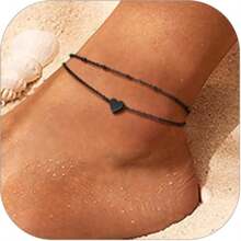 女士不锈钢链式脚链，银色/金色/黑色，脚链防过敏，8.5-10.5 英寸可调节