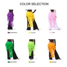 XChangeFun Belly Dance Hip Scarf Egypt Style Belt Skirt Latin Dance Tassel Wave Skirt For Outfit - 酒紅色 - 查看 4