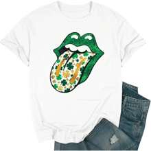 St Patrick's Day Shirts For Women Irish Shirt St Patty's Tshirt Lucky Comfort Colors T-Shirts Graphic T-Shirts Oversized Short Sleeve Shirts For Women - White - View 1