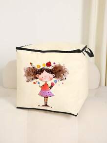 1 Piece, Portrait Pattern Printed Large Capacity Storage Bag, Wardrobe Organizing Storage Bag, Foldable Clothing Storage Box, With Sturdy Zipper Clothing Storage Container, Suitable For Clothing, Blankets, Quilts, Etc - Multicolor - View 3