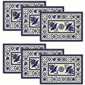 1/2/4/6/8pcs Placemat Set, Tile Floral, Mexican Style, Seasonal Autumn Festival, Suitable For Party, Kitchen And Dining Room