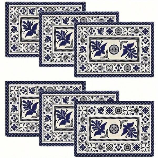 1/2/4/6/8pcs Placemat Set, Tile Floral, Mexican Style, Seasonal Autumn Festival, Suitable For Party, Kitchen And Dining Room