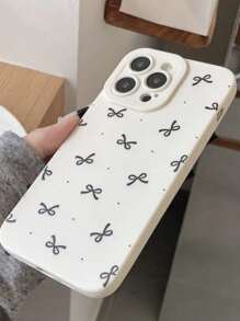 Funda para teléfono 1 pieza con diseño de lazo negro compatible con iPhone 16 Pro Max, 11/12/13/14 Plus, XR/7/8 Plus/15 Pro Max