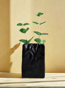 Crinkle Paper Bag Ceramic Vase, Wide Mouth Pleated Vase, Unique White Matte Vase, Minimalist Boho Vase For Flower Arrangement Table Centerpiece Home Office Bookshelf Decor Gifts Birthday Graduation