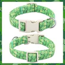 ¡Temática del Día de San Patricio! Collares de perro de poliéster con estampado múltiple de trébol y trébol de cuatro hojas, disponibles en varios tamaños adecuados para perros pequeños, medianos y grandes, aptos tanto para machos como para hembras
