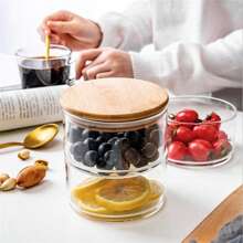 1pc Premium Salad Bowl With 1-4 Layer Stackable Design For Good Storage. Made Of High Borosilicate Glass With Bamboo Wood Lid For Airtight Seal. Fashion Salad Bowl For Salad, Fruit, Dried Fruit, Candy, Snacks Storage & Decoration. Suitable For Home, Kitchen, Office, Students, Picnic, Camping, And Party Use.