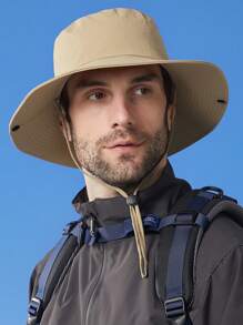 男士防水太阳帽宽边可折叠户外网眼钓鱼渔夫帽 UPF 50+ 防紫外线钓鱼徒步海滩花园 - 彩色 - 查看 5