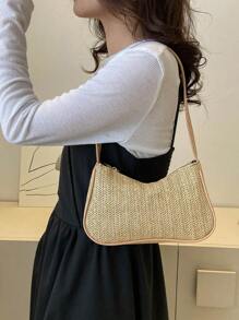 Tropiscape 2025春季新款简约编织腋下休闲通勤单肩包，女士流行编织包，适合海滩、秋季、圣诞节、冬季等各种场合，是理想的圣诞礼物之选。