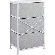 Fabric 3-Drawer Storage Organizer Unit For Closet, White - White - View 5