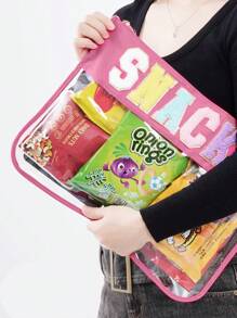 Women's Letter Transparent Zipper Storage Bag Transparent Cosmetic Bag Multifunctional Snack Bag
