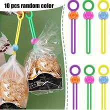 10 件装食品袋密封夹，硅胶食品袋密封胶带，可重复使用且可调节的夹子密封器，适用于各种塑料袋、网袋和米袋，家庭整理和储存，家居配件 - 封口夾 - 查看 1