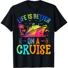 Life Is Better On A Cruise Funny Cruiser Cruising Lover T-Shirt Women's Plus Size Graphic Tee - 黑色 - 查看 1