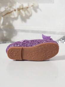 1 par de zapatos de princesa con lentejuelas de mariposa para niñas, aptos para primavera/verano - Morado - Ver 6