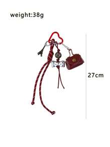1pc Women's New Mini Handbag Style Eiffel Tower & Bow Decor Keychain Charm, Versatile Bag/Phone Accessory - Bag Keychain - View 3