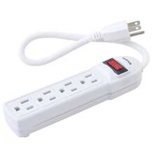 Regleta multicontactos electricos con 6 salidas 0.3m con interruptor color blanco - 4 entradas - Ver 2