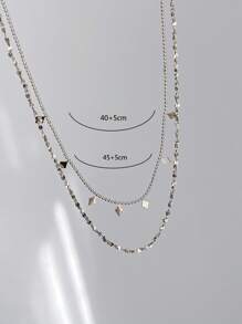 小方形项链女轻奢时尚高级感设计 - 銀色 - 查看 3