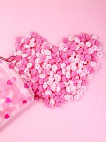 290 件/包混色迷你毛圈布环，带心形印花，适合日常使用、度假、儿童礼物 - 彩色 - 查看 9