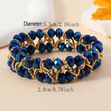 1 سوار يدوي مصنوع من خرز لامع وسلسلة من الألومنيوم، بتصميم متعدد الاستخدامات مناسب للنساء، للحفلات والأفراح والشاطئ والأعياد، هدية كلاسيكية وأنيقة