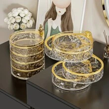 2025 New Arrival Luxury Jewelry Box, Multi-Layer Rotating Jewelry Storage Organizer Case For Earrings, Necklaces, Rings - Multicolor - View 1