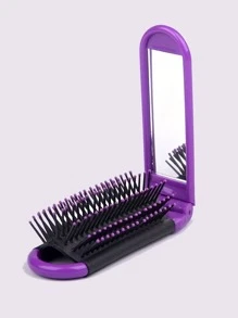1 件塑料折叠镜发梳 - 旅行迷你口袋发刷 - 便携式小巧梳子，带化妆镜、发刷、梳子、美发工具、美发产品及配件，适用于理发沙龙美容旅行必需品