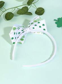1 stuk schattige groene klaverprint strik haarband meisjes haaraccessoires