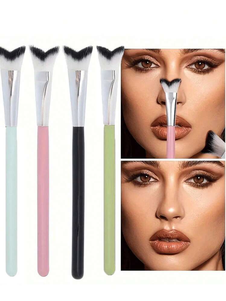 新款柔软高光刷、V形轮廓刷、腮红刷、不吸油清洁化妆刷、多功能化妆工具、粉底刷、遮瑕刷、腮红刷、轮廓刷、修容刷、散粉刷、粉底刷、腮红刷 - 彩色 - 查看 2