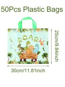 25/50pcs, Dinosaur Gift Bags, Birthday Party Favors Decoration Bags, Cartoon Animal Party Favors Wrapping Supplies, Dinosaur Birthday Gift Wrapping Candy Bags, Birthday Decorations