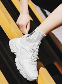 Men's Sports Shoes With Thick Soles, Color Block Leather Lace-Up Shoes, Men's Lightweight Breathable Sports Shoes, Men's Non-Slip Outdoor Sports Shoes, Comfortable Casual Men's Shoes