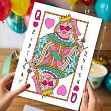 Funny Birthday Cards, Queen Of Hearts Birthday Cards, Stylish Birthday Cards With Envelopes For Mom, Girlfriend, Sister, Daughter, Unusual Things, Cute Aesthetic Items - Multicolor - View 4