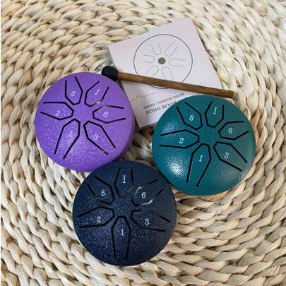 Trống lưỡi thép 6 nốt 3 inch, trống thanh, trống cầm tay bằng thép, nhạc cụ gõ, nhạc cụ gõ hòa tấu, trống sắt mini, chũm chọe cầm tay mini, bao gồm dùi trống và sách nhạc, phù hợp cho người mới bắt đầu, dễ học, quà tặng cho người yêu âm nhạc, quà tặng nhỏ, thích hợp cho cắm trại, thiền hoặc yoga, âm thanh trong trẻo, thư giãn.