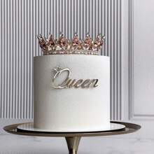 1pc/3pcs/5pcs Gold Acrylic Queen Happy Birthday Cake Topper For Queen Party Cake Side Decoration - Multicolor - View 3