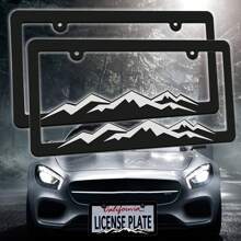 2 Peças Moldura de Placa de Licença com Relevo 3D de Montanha Nevada, Inclui Conjunto de Parafusos, Adequado para EUA/México/Canadá, Decoração de Carro, Acessórios Automotivos, Viagem de Carro, Peças de Carro Estilo Oeste, Acessórios de Carro Pretos, Peças de SUV, Peças de Caminhão, Suprimentos Automotivos - Montanha nevada - Visão 2