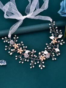 SH236 Luxury Gold Bride Wedding Dress Waistband With Floral Rhinestone Design - Rose Gold - View 9