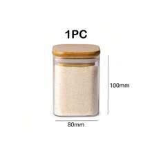 1PC/6PCS/12PCS Clear Glass Jars, Glass Condiment Jar, Spice Container With Airtight Bamboo Lids - Perfect For Tea, Coffee, Spice, Candy Storage - Includes Labels And Markers For Easy Organization - Ideal Kitchen Gadgets And Party Supplies