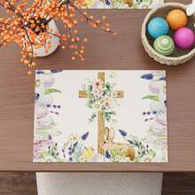 4件装 6件装 清新健康绿花欢乐春日系列餐垫 30*45cm 网格汽车、动物、植物图案餐桌装饰 春季节日餐垫 适合居家聚会餐桌厨房装饰