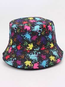 1pc Unisex Painted Graffiti Print Bucket Hat, Versatile Casual Outdoor Bucket Hat Suitable For Everyday Use In Spring And Summer - Graffiti - View 3