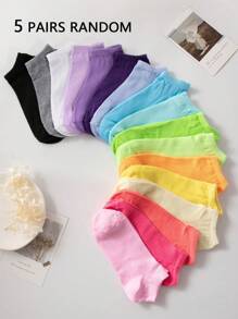 5/10 Pairs Women/Girls Short Socks, Solid Color/Floral Pattern, Odor-Resistant, Moisture-Wicking, Casual, Suitable For Students And Adults, Sports/Holidays/Daily Wear, Random Color And Style Assortment - Multicolor - View 10