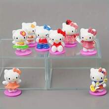 Sanrio 1 Set Of 8pcs Cute Handmade Kitty Cat Doll Model, Desktop Car Decor, Home Collection Gift Gifts Birthday Graduation