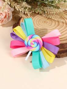 2pcs Multicolor Bows Hair Clips For Girls,Fabric Candy Decor Alligator Clips Hair Bow Clips For Kids,Fashion Hair Accessories For Toddlers Party Gifts